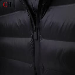 CH Womens Round Sew On Patch Detail Horizontal Quilted Hooded Padded Jacket Full Zipper Casual Daily Wear