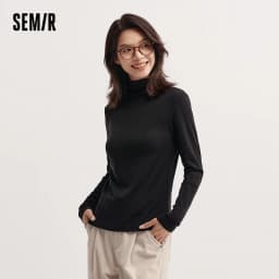 Semir Women Tshirt Thermal Antibacterial Half Turtleneck Solid Slim Fit Long Sleeve 2026 Everyday Layering Base Top