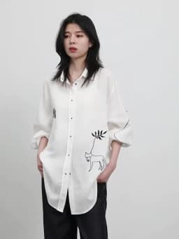 CHIC VEN Fashion Women Shirt White Single-breasted Loose Casual Long Sleeve Pony Embroidered Female Blouses Spring Summer 2026