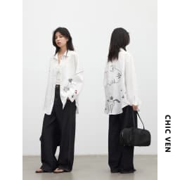 CHIC VEN Fashion Women Shirt White Single-breasted Loose Casual Long Sleeve Pony Embroidered Female Blouses Spring Summer 2026