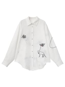 CHIC VEN Fashion Women Shirt White Single-breasted Loose Casual Long Sleeve Pony Embroidered Female Blouses Spring Summer 2026