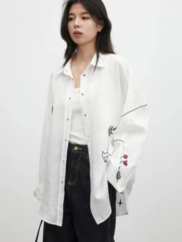 CHIC VEN Fashion Women Shirt White Single-breasted Loose Casual Long Sleeve Pony Embroidered Female Blouses Spring Summer 2026
