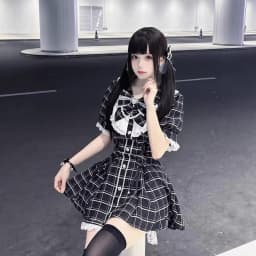 College-Style Retro Gray Plaid Shirt Dress for Women, Summer Sweet Little Girl's Bow Lace Waist-Cinching Short Dress