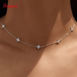 Smyoue D Vvs1 Excellent Cut Moissanite Four Leaves Necklace for Women Lab Diamond 18k Plated Wedding Chain S925 Sterling Silver