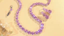 ThreeGraces Elegant Shiny Pink Round Cubic Zirconia Tennis Necklace Earrings Wedding Bridal Party Jewelry Set for Women T1216
