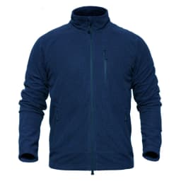 Men's Tactical Grid Fleece Jacket Full Zip Stand Collar Warm Windproof Outdoor Hiking Fishing Fleece Coat Base Layer