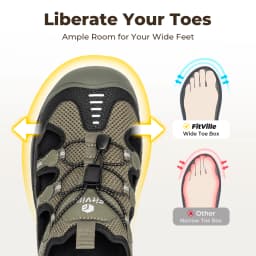 FitVille Men's Sandals Wide Closed Hiking Sandal Arch Support Plantar Fasciitis Quick-dry Non-Slip Summer Beach Shoes for Men