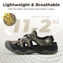 FitVille Men's Sandals Wide Closed Hiking Sandal Arch Support Plantar Fasciitis Quick-dry Non-Slip Summer Beach Shoes for Men