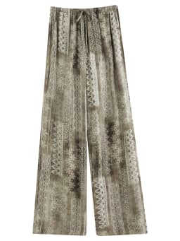 DUSHU Women 2026 Summer New Vacation Style Linen Blend Wide Leg Pants Loose Casual Straight Trousers Figure-Friendly Multi-Size