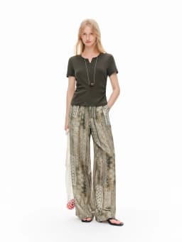 DUSHU Women 2026 Summer New Vacation Style Linen Blend Wide Leg Pants Loose Casual Straight Trousers Figure-Friendly Multi-Size