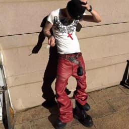 2026 fashionable erd liquid metal coated jeans brushed wax pants hot style high street luxury style black and red
