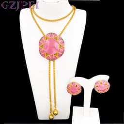 GZJPEI Boho Long Chain Necklace Enamel Earring Elegant Enamel Pendant Winter Sweater Chain For Women Birthday Jewelry Gift 2026