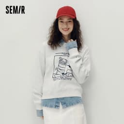 Semir Women Sweatshirt Dropped Shoulder Loose Graphic Print Casual Style Petite Friendly Autumn Pullover Daily Wear 2026