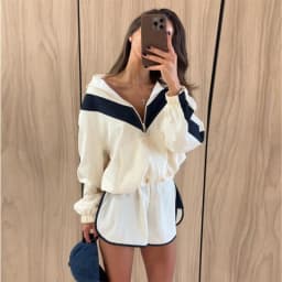 Contrast Color Zipper Jacket Trousers Set Women's Casual Lapel Full Sleeve Coat Loose Wide Leg Pants 2026 Autumn Lady Tracksuits