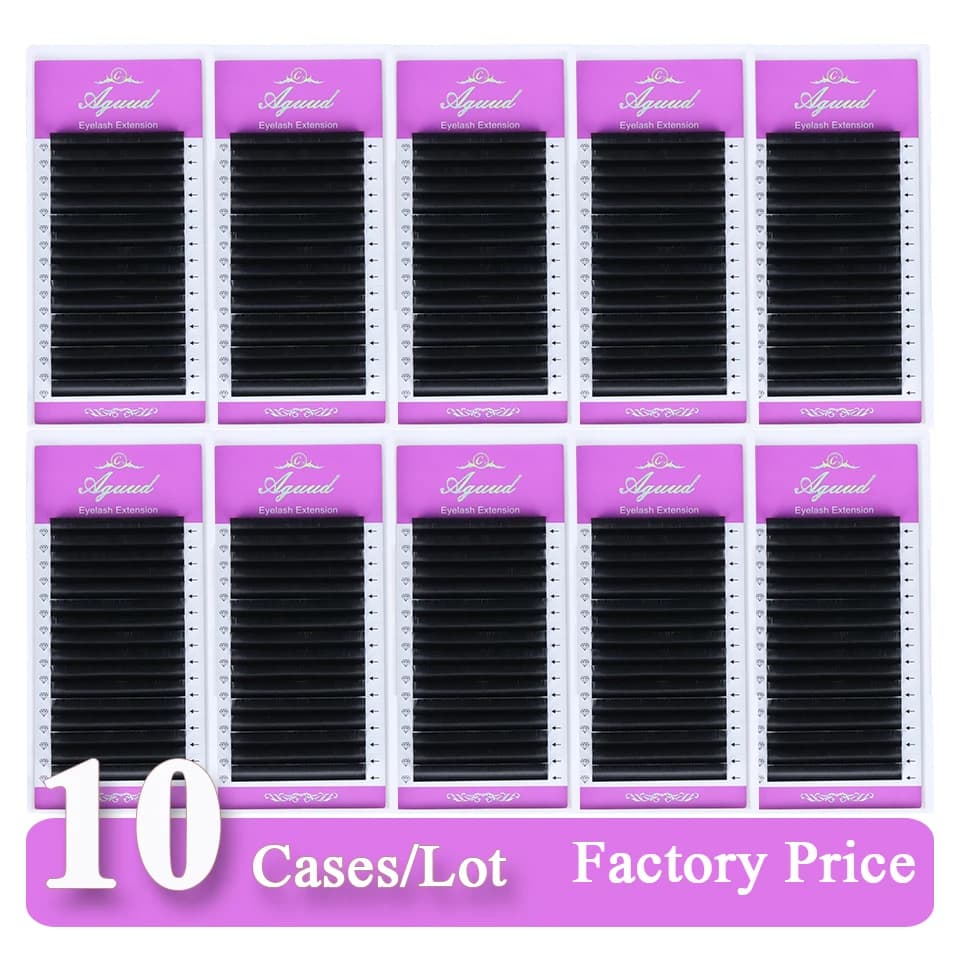 10 Cases/Lot Super Matte Black False Eyelashes Extension Soft Natural Cashmere Eyelash Premium Mega Volume Classic Lash Wholesal