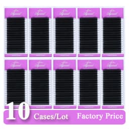 10 Cases/Lot Super Matte Black False Eyelashes Extension Soft Natural Cashmere Eyelash Premium Mega Volume Classic Lash Wholesal