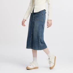 Semir Women Skirt Denim Slit Straight Long Slim Retro Street Style Autumn Bottoms Comfortable Urban Daily Wear 2026