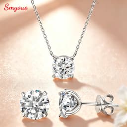 Smyoue Certified 1-5CT Real Moissanite Jewelry Sets for Women Men Lab Diamond D Vvs1 Dainty Brilliant s925 Sterling Silver Set
