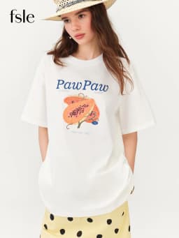 FSLE White Alphabet Print Women's Short Sleeve T-Shirt Summer 2026 New Arrival Casual Comfortable Fit Crew Neck Cotton Contain