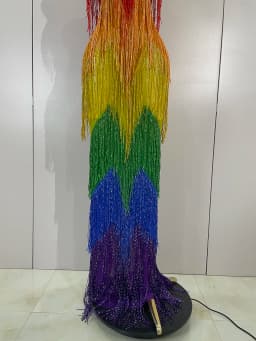 Women Sparkly Diamonds Graduated Rainbow Color Long Dress Sexy Mesh Evening Party Birthday Club Gowns Photoshoot Stage Costumes