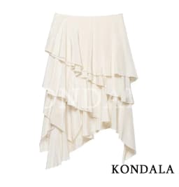 KONDALA Elegant Tiered Ruffled Asymmetrical Skirt Women's Trendy Midi Skirt New 2026 Spring Summer Fashion Vacation Party Skirt