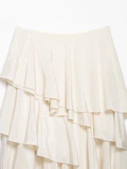 KONDALA Elegant Tiered Ruffled Asymmetrical Skirt Women's Trendy Midi Skirt New 2026 Spring Summer Fashion Vacation Party Skirt