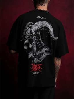 US SIZE NEW "SIDE BY SIDE" OVERSIZED TEE IN BLACK Men T Shirts Y2k DARK Gothic Short Sleeve T-Shirt Harajuku Hip Hop Couple Tops