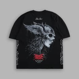 US SIZE NEW "SIDE BY SIDE" OVERSIZED TEE IN BLACK Men T Shirts Y2k DARK Gothic Short Sleeve T-Shirt Harajuku Hip Hop Couple Tops