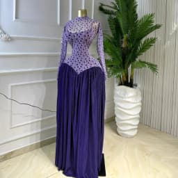 Women Dresses Spliced Dress Pleated Stand Collar Long Sleeves Ankle Length Empire Waist Slight Strech Slim Elegant 2026 Summer