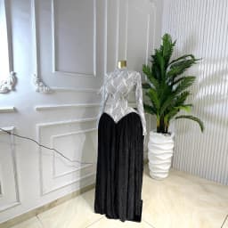 Women Dresses Spliced Dress Pleated Stand Collar Long Sleeves Ankle Length Empire Waist Slight Strech Slim Elegant 2026 Summer