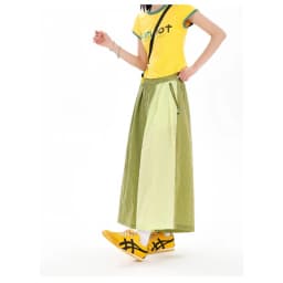 Women's Water-Repellent Summer Skirt-Pants – Mid-Waist, Asymmetrical Hem & Color-Block Design for Urban Outdoor & Casual Wear