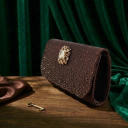 Brown Satin Rhinestone Slingback Pointed Pumps Scalloped Chain Evening Clutch Women Shoes and Bag Set Wedding Prom Gala Formal