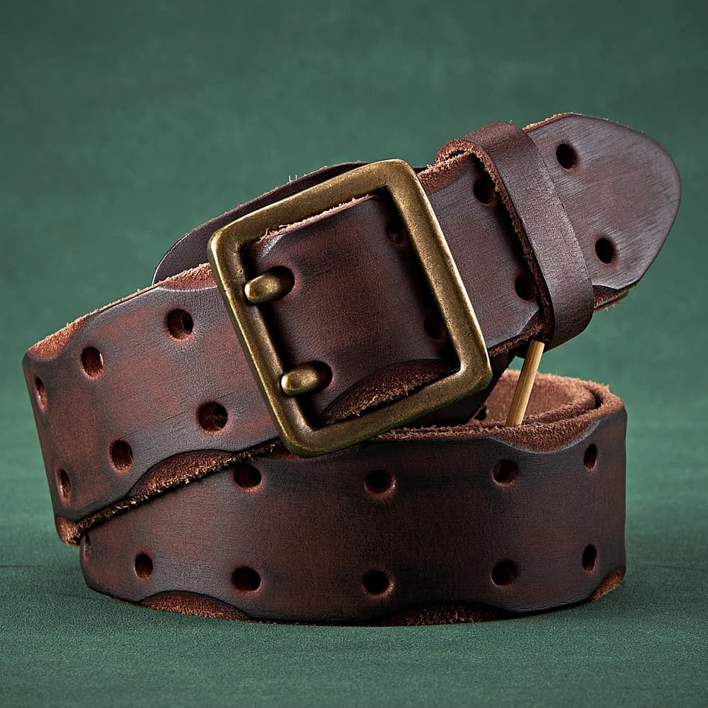3.8CM Luxury Thick Real Genuine Leather Men Belt Double Buckle Belt Ceinture Leather Belt Men Jeans Trouser Belt Cowboy