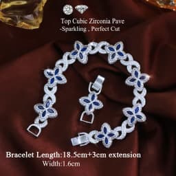 ThreeGraces Luxury Shiny Blue Zirconia Geometric Infinite Shape Bridal Wedding Lucky Leaf Link Chain Bracelet for Women Jewelry