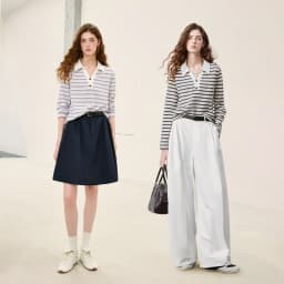 TOYOUTH Women's Long Sleeve Polo T Shirt 2026 Autumn New Melange Textured Stripe Tweed Style Light French Chic Casual Tops