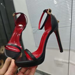 Purcoral 2026 New Women's Pumps and Heels in High-Heeled Sandalia Red Sole and Gold Logo Sandalias De Mujer
