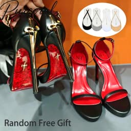 Purcoral 2026 New Women's Pumps and Heels in High-Heeled Sandalia Red Sole and Gold Logo Sandalias De Mujer