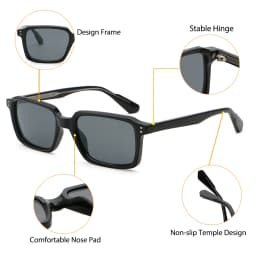 CATERSID Men's Sunglasses Square Frame Cellulose Propionate Temple Tips Sun Glasses Women's Outdoor Travel Driving Glasses UV400
