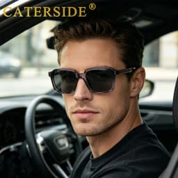 CATERSID Men's Sunglasses Square Frame Cellulose Propionate Temple Tips Sun Glasses Women's Outdoor Travel Driving Glasses UV400