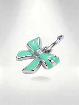 1pc S925 Sterling Silver Mint Green Bow Dangle Charm, Enamel Cute Bowknot Bead Fit European Bracelet Necklace Women Sweet Jewelr