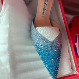 Purcoral Women's Rhinestone Gradient Color High Heels Ankle Strap Pointed Toe Stiletto Heels For Party Wedding Prom
