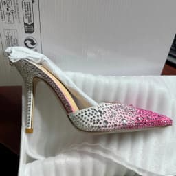 Purcoral Women's Rhinestone Gradient Color High Heels Ankle Strap Pointed Toe Stiletto Heels For Party Wedding Prom