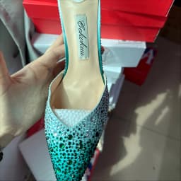 Purcoral Women's Rhinestone Gradient Color High Heels Ankle Strap Pointed Toe Stiletto Heels For Party Wedding Prom