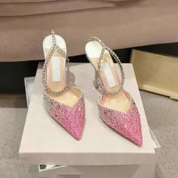 Purcoral Women's Rhinestone Gradient Color High Heels Ankle Strap Pointed Toe Stiletto Heels For Party Wedding Prom