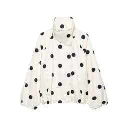 Women Fashion Vintage Polka Dots Pocket Stand Collar Jacket Spring Autumn Long Sleeve Jacket Holiday Outfits For Women