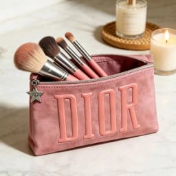 Dior Dior’s Bag Luxury Pink Makeup Organizer Pouch Large Capacity With Star Metal Zipper Charm Portable Travel Cosmetic Wash Bag
