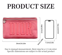 Dior Dior’s Bag Luxury Pink Makeup Organizer Pouch Large Capacity With Star Metal Zipper Charm Portable Travel Cosmetic Wash Bag