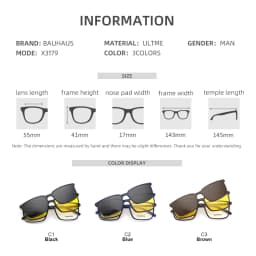 2+1 Lenes Magnet Sunglasses Clip Mirrored Clip On Sunglasses Clip On Glasses Men Polarized Custom Prescription Myopia X3179
