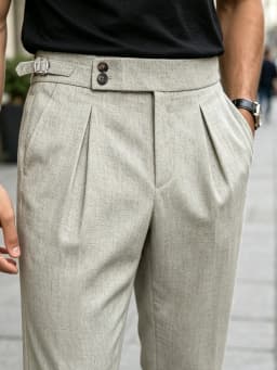 2026 Summer Linen Solid Color Formal Pants Men Light Business Office Daily Wear Without Belt