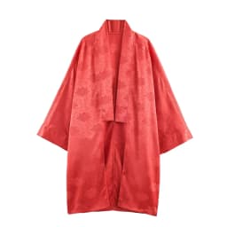 Guobioziy Women's Coat 2026 Fall New Arrival Red Jacquard Long-Sleeve Loose Lightweight Long Coat Elegant and Stylish